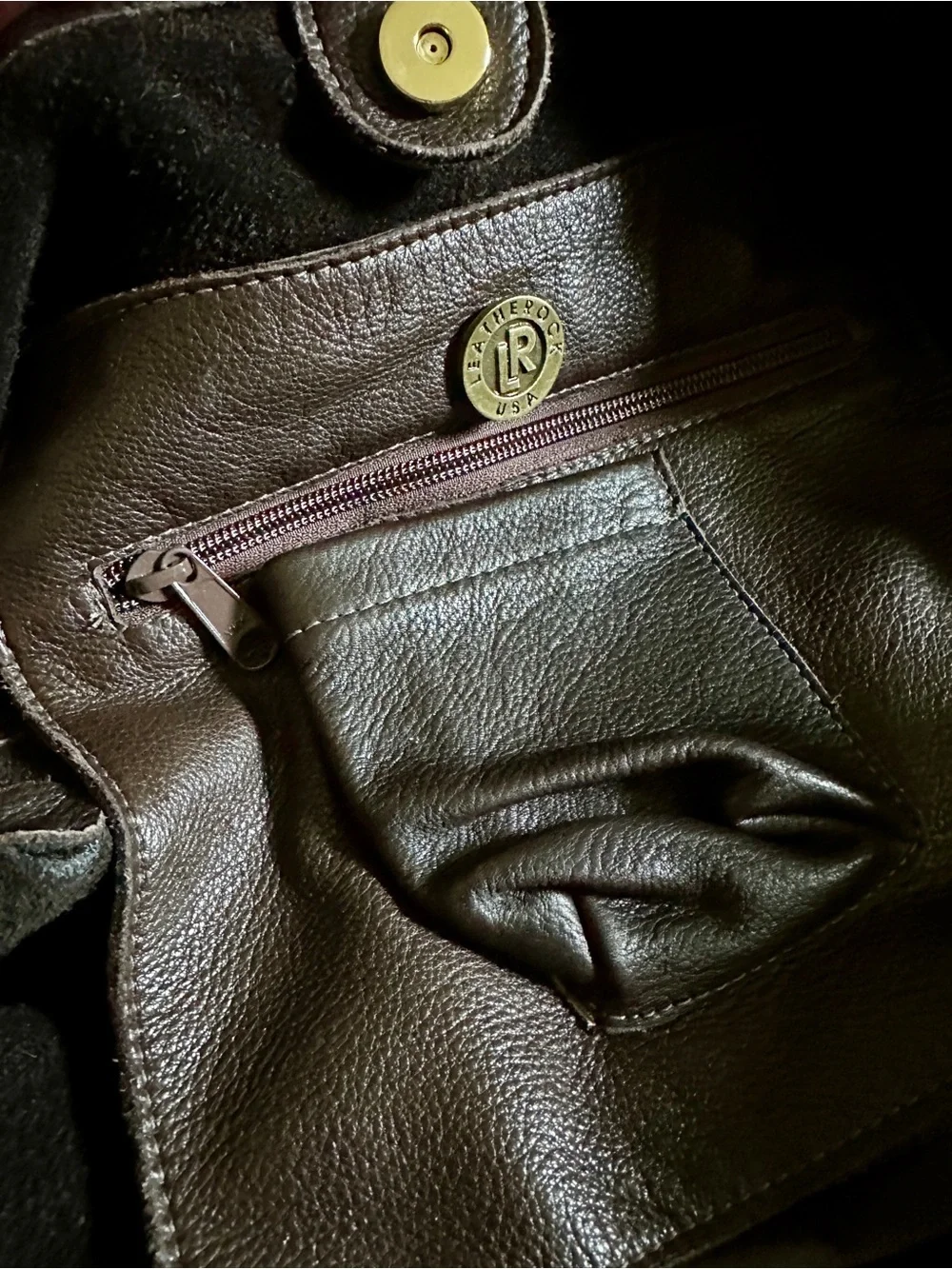 Leatherock Brown Fleur-de-Lis Hobo Bag with Rhinestones